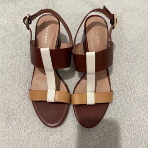 Cole Haan Grand 360 Leather Block Heel Sandals Size 7.5